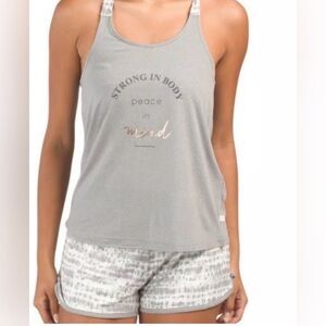 Danskin grey tank top shorts pj pajama set M